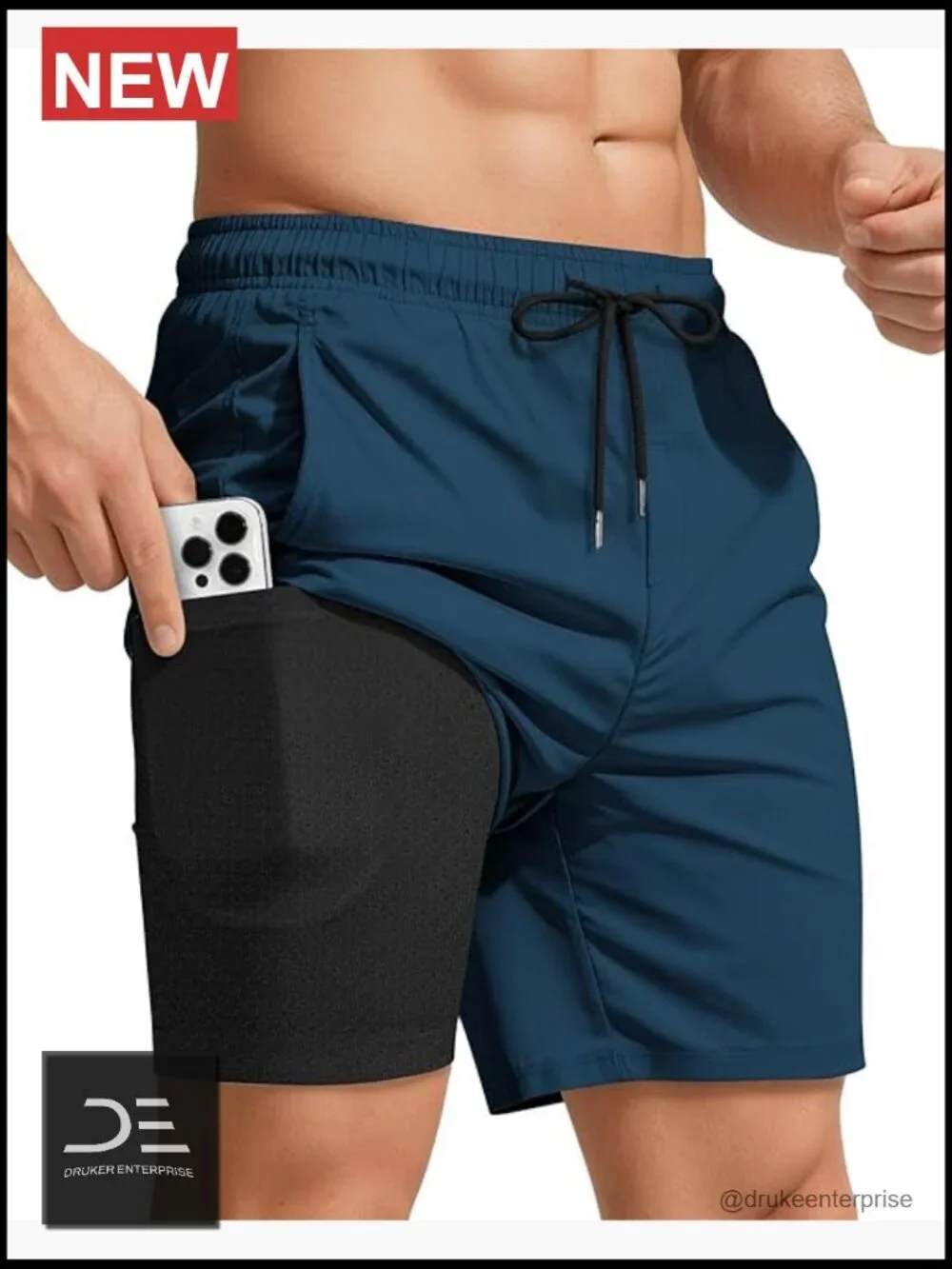 Men Swim Trunks with Compression Liner 7in Quick Dry Zipper Pockets Board Beach